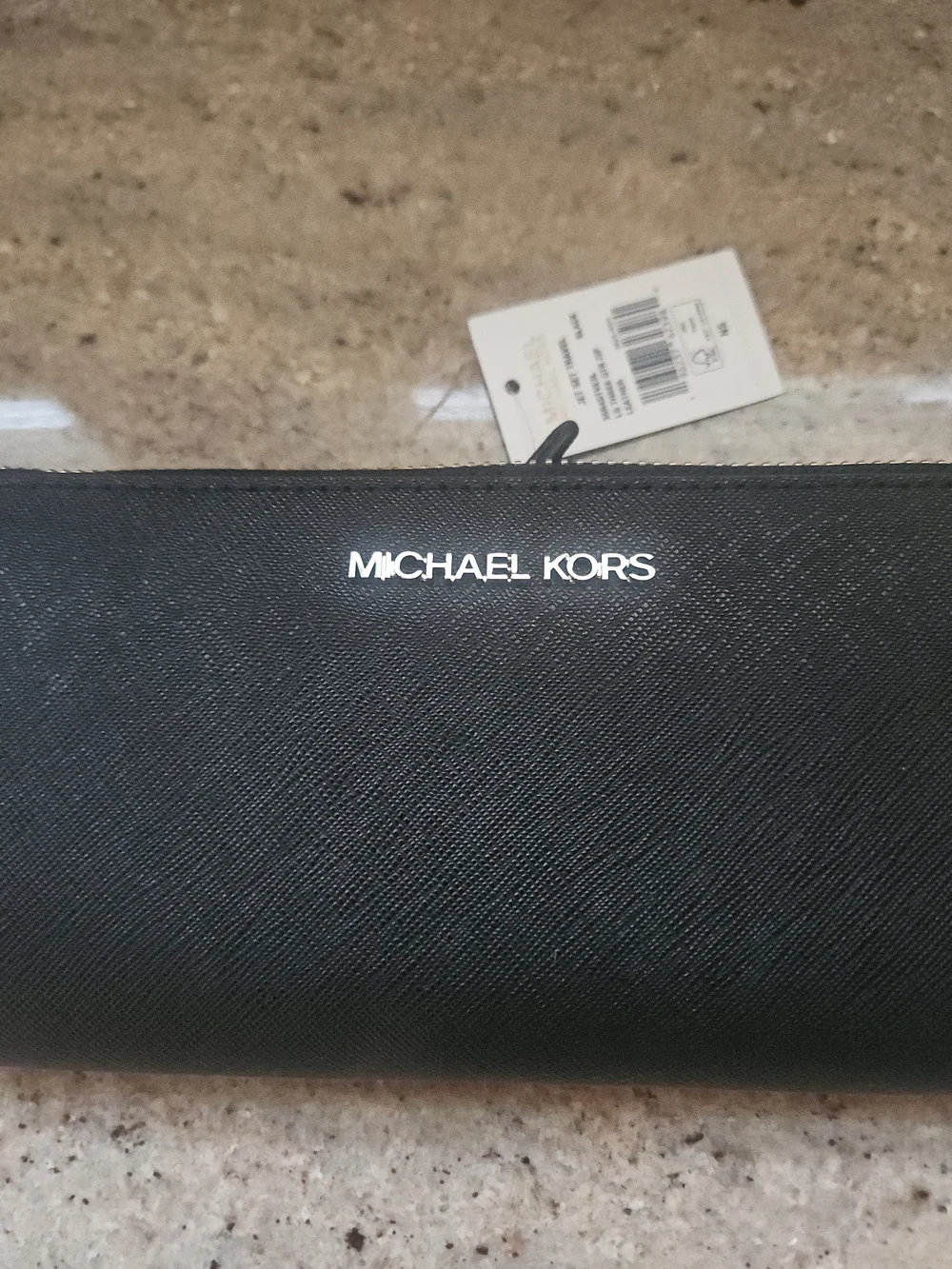Michael Kors Black Zip Around Saffiano Leather Wallet
